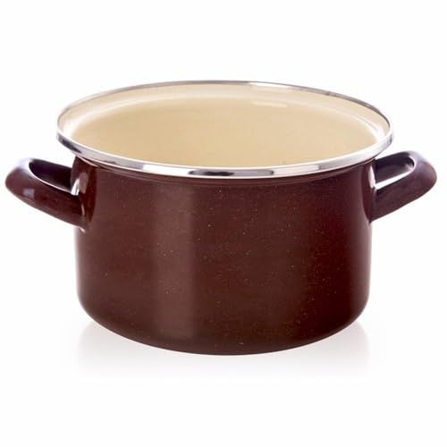 orion group Emaille-Topf Kochtopf Schmortopf emailliert Brown 18 cm 2 L