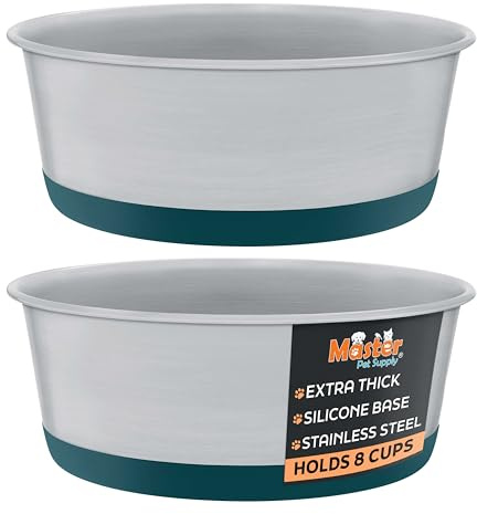 Master Pet Supply Stainless Steel Dog Bowls - 8 Cup (64 oz) - Emerald Sea