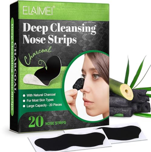 Strips Nettoyants Profonds Nez au Charbon Végétal - 20 Patchs Éliminant les Points Noirs - Soin Purifiant Intense aux Minéraux - Pour Tous Types de Peau