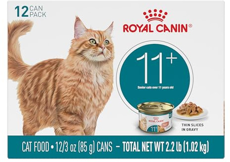 Royal Canin Feline Health Nutrition Aging 11+ Wet Cat Food for Seniors, Thin Slices in Gravy for Cats Over 11 Years, Supports Optimal Health & Vitality, 3 oz can, case of 12