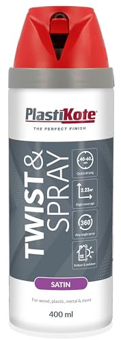 Plasti-kote 22106 400ml Premium Spray Paint Satin - Real Red