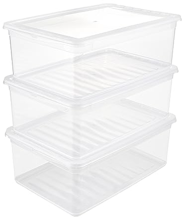keeeper Aufbewahrungsboxen mit Air Control System, 3-teiliges Set, Höhe: 14 cm, 3 x 11 l, 39 x 26,5 x 14 cm, Bea, Transparent