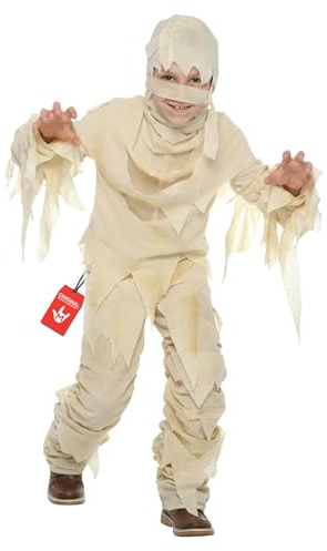 Morph mumikostym för barn, perfekt för halloween, pojkar mamma, utklädnad, läskig kostym för höst, 4–6 år