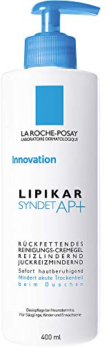 La Roche Posay Rückfettendes Duschgel für extrem trockene, zu Neurodermitis neigende Haut, Auch für Babys und Kinder, Mit Niacinamid und Aqua Posae Filiformis, Lipikar Syndet AP+, 200 ml