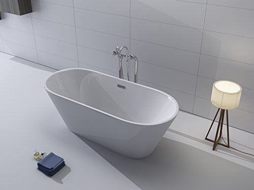 Trade-Line-Partner Luxus freistehende Badewanne 170x80 + Acrylwanne inkl. Ablauf und Überlauf (Whirlpool, Dusche, Badezimmer)