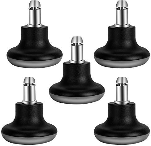 uvce Bell Glides Replacement Office Chair Swivel Caster Wheels to Fixed Stationary Castors, Short Profile with Separate Self Adhesive Felt Pads Black 5pcs