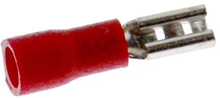 Lumonic 25x Receptáculo plano 0,5-1,5mm² Rojo | para enchufe plano 0,8 x 2,8mm | Parcialmente aislado | Conector de cable sin soldadura | Latón estañado | Automoción, ingeniería mecánica