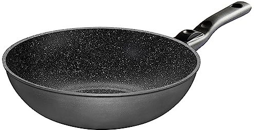 STONELINE Flex Poêle Wok 30 cm, Made in Germany, avec Poignée Amovible, Revêtement Antiadhésif avec de vraies particules de pierre, Compatible à l'Induction et au Four