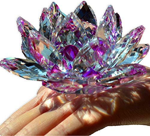 TYGJB Fin kvarts kristall lotus blomma naturliga stenar och mineraler Feng Shui sfär kristaller blommor för bröllop souvenirer (lila)