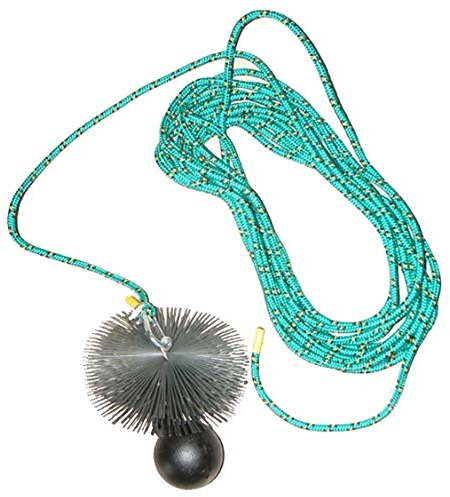rg-vertrieb Kaminbesen Schornsteinbesen Kehrbesen Zugbesen Rußbesen aus Federstahl + Zugseil PP-Seil + Zuggewicht 2,5kg Set Größe wählbar (Besen 18cm, Zugseil 10m)