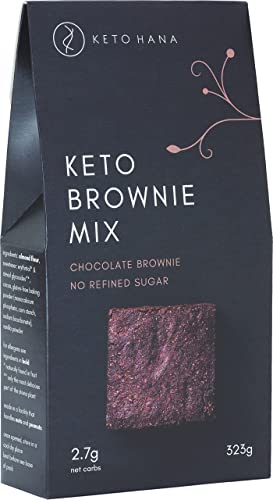 Keto Hana, Healthy Keto Diet Brownie Baking Mix Without Any Refined Sugars or Flour - Only 2.7g Net Carbs Per Serving