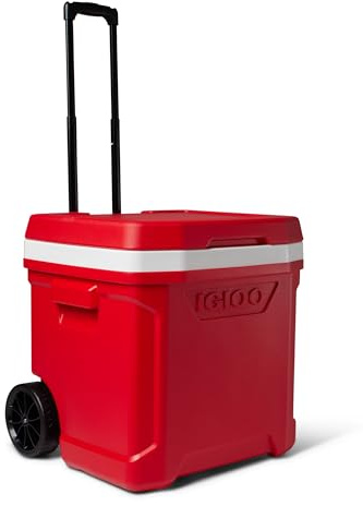 IGLOO Profile II 60 Kühlbox 57L – Passive Kühlbox mit Teleskopgriff & Rollen – Robuste Isolierbox für Camping, Strand, Festivals & Outdoor – Lange Kühlleistung, leicht zu ziehen