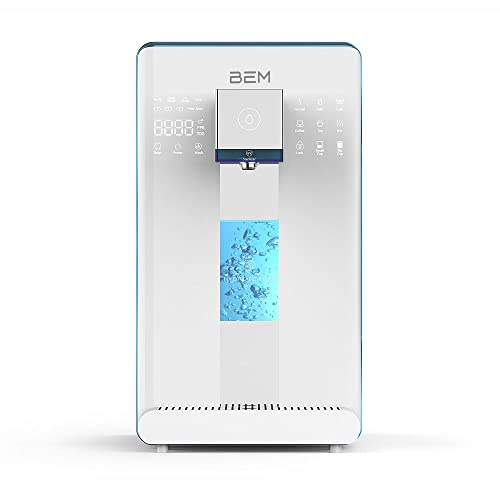 BEM LINA Wasserfilter und Wasserstoff-Ionisator mit Wassertank Umkehrosmose | Wasserspender für Trinkwasser, Elektrolyse, Tischausführung, Temperatureinstellung 10-100°C, RO, Hydrogen Auftischgerät
