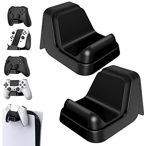 playvital Porta Joystick per ps5, Supporto Controller/Cuffie da Parete per Xbox Series S X, Stand da Muro per Nintendo Switch Pro Joypad, 2 Pezzi, Nero