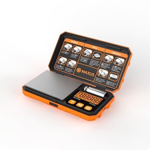 MAXUS Digital Precision Pocket Scale with 200 x 0.01g Accuracy, Calibration Weight, and USB Cable - Ideal for Jewelry, Coins, and More