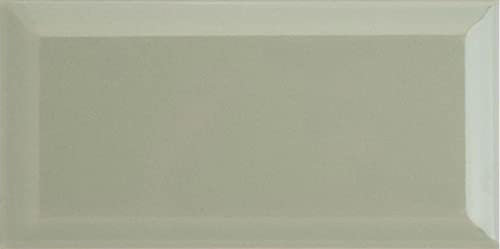 Metro Green Sage Ceramic Wall Bathroom Tile Subway Brick Effect 100mm x 200mm Bevelled Edge Kitchen Tiles Gloss Finish 1m2 Box of 50