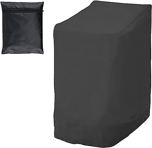JTNero Housse Chaise Jardin 2pcs pour 6 chaises empilables imperméable Anti-UV Housse Chaise Exterieur en Tissu Oxford 210D 114 x 85 x 65 cm Noir (2)