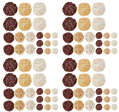 VENEKA Rattan-Kugeln, Vasenfüller für Hochzeit, Party, gemischt, 3 Farben, 84 Stück