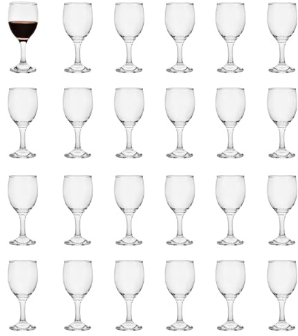 BTGLLAS HEIGHT 5.6 Inches 120ML 4 Ounce - Set of 24 Classic Small Red Wine Glasses Durable Clear White Lead-free Glass Cup For Party (Glass, 24Pcs4OZ)