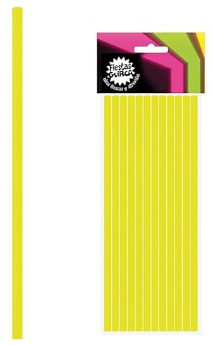 Neon Yellow Paper Party Straws Pack 12