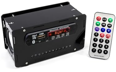 Elektronik Bluetooth Lautsprecher mit FM Radio DIY Löten Bausatz Schwarz, Fernbedienung Music Player Projekt mit Bunten Sound-Steuerung LED-Leuchten und Schale, Display Amplifier für DIY Löten Praxis