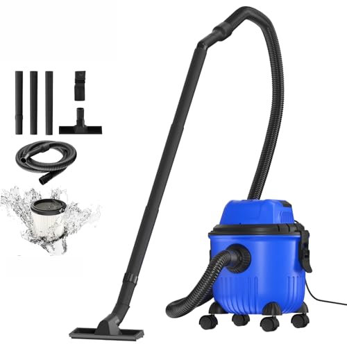 Yiyai 3-in-1 Nass-Trockensauger (17000Pa Leistung, 1.5m Saugschlauch, 15L Kunststoffbehälter, Leichter und tragbarer Nass-Trockensauger mit Blasfunktion für Auto, Garage, Werkstatt, Haus