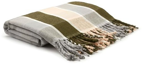 Arus Highlands Collection Überwurfdecke aus Acryl mit Schottenkaro-Design, Queen-Size-Größe, Grün kariert, 152,4 x 203,2 cm