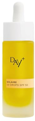 DAY+ | UV DROPS SPF 50 | Sérum Visage Concentré Solaire Haute Protection | Protège des UVA/UVB, Lutte contre les rides & le vieillissement cutané | Karanja, Buriti, Pépins de raisin | Flacon 30 ml