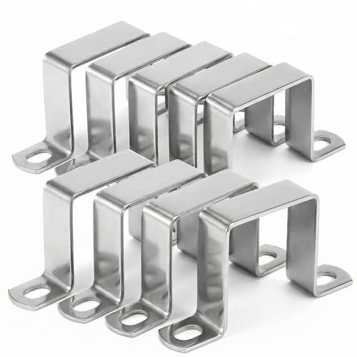 QWORK® 12 Stück U Förmige Verbinder Halterung 43x46 mm - Quadratrohrschelle aus 304 Edelstahl für Strebenkanal, U Profil, Vierkantrohre