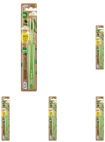 TEPE GOOD Regular Soft Benutzerfreundliche Zahnbürste aus nachwachsenden Rohstoffen mit weichen Borsten, zufällig sortiert (Packung mit 5)