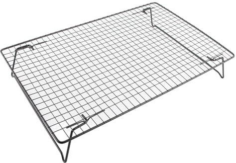 Griglia di Raffreddamento per Cottura Al Forno, 43x28x7cm Griglia di Raffreddamento in Filo di Ferro con Gambe Pieghevoli per La Cottura di Pane, Biscotti, Torte, Dessert (Nero)