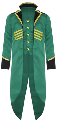 YONGHS Boys Girls Renaissance Corset Jacket Kids Medieval Tailcoat Tuxedo Long Steampunk Frock Coat Green 12 Years