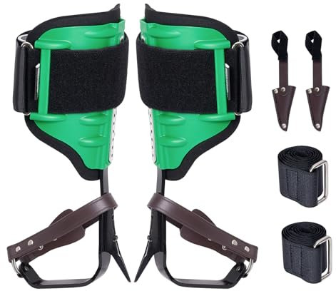 VEVOR Baumkletterspikes, 1 Paar Klettersporne aus legiertem Stahl, 350 lbs Tragkraft, Baumkletterausrüstung mit Gurten und Spike-Schutz, Baumpflegeausrüstung für Kletterer, Jagen, Obstpflücken, Grün