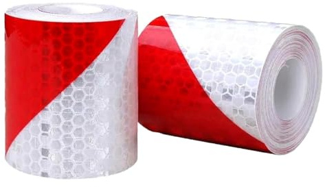 Wjelet Ruban adhésif réfléchissant rouge et blanc 3 m x 5 cm - Étanche - Idéal pour les véhicules, voitures, remorques - Pour l'extérieur