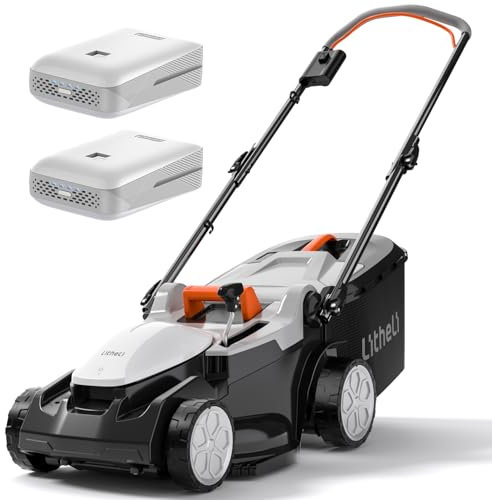 U20 Litheli Tagliaerba Tosaerba a Batteria 37cm, 2x 20V Batterias 4.0Ah, Altezza Regolabile 25-75mm, Sacco 40L, per Prati Fino a 300m²