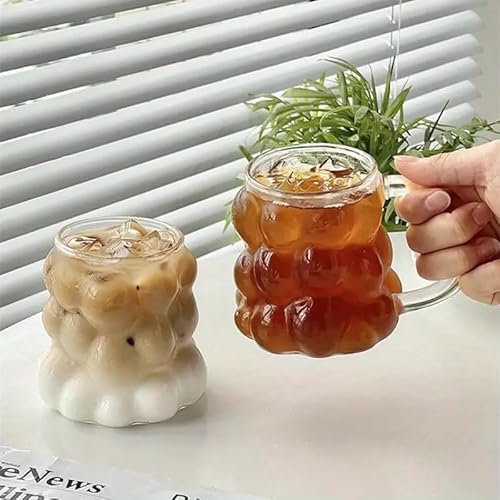 350 ml Double Wall Glass Espresso Cup, Grape Shape Design, Insulated Tea and Coffee Mug with Handle, Borosilicate Glass, Novelty Breakfast Milk, Latte, Juice Cup