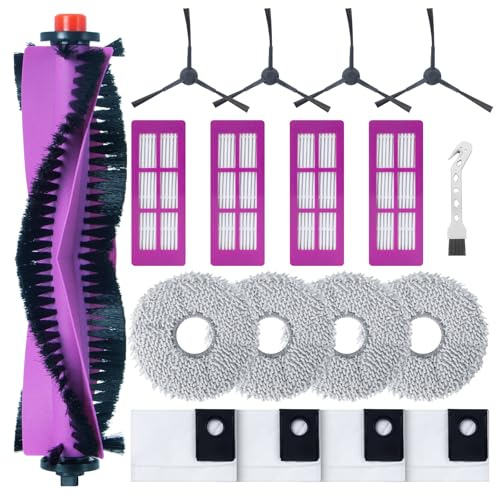 Kit di accessori per EUREKA J15 Pro Ultra/J15 Ultra Robot Aspirapolvere Lavapavimenti, Pezzi di Ricambio 1 Spazzola Principale Rullo, 4 Filtri Hepa, 4 Mop Pad, 4 Spazzole Laterali, 4 Sacchetti Polvere