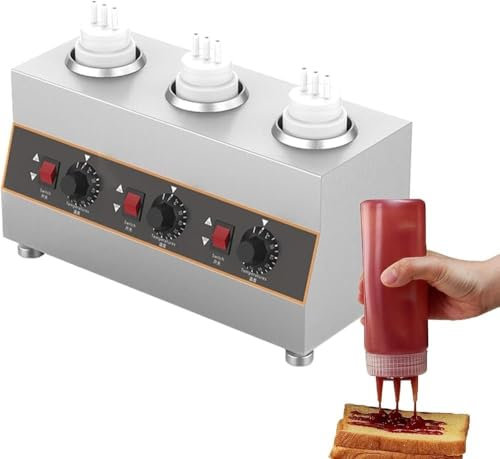 Calentador De Salsa Eléctrico, Calentador De Salsa De Acero Inoxidable, Calentador De Salsa De Queso Comercial De 86-185 ℉, Calentador De Chocolate Con Botellas De Salsa, Para Mermelad(Size:3 Buckets)