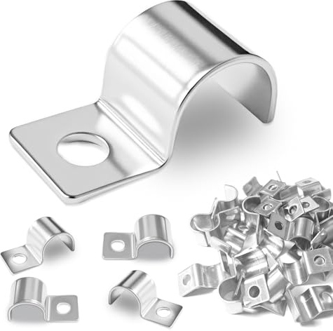 30 Stk Kabelschellen, Kabelschellen zum Schrauben, Einzelloch Edelstahl U-Rohrschellen Befestigungsschelle, Nagelschellen für Kabel Leerrohr Rohr Befestigung, Kabelschelle für Kabel Rohre Ø14 mm