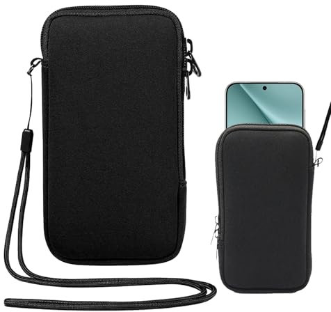 Hongoen Neopren Handy Tasche, Handyhülle Tasche Universal Pouch Handysocke,Neopren Handytasche Stoff für Smartphones 6,7 Zoll, Handy Hülle für Telefone Bis Zu 6,7 Zoll,Schwarz
