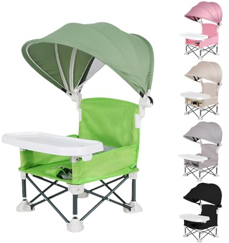 Klappbarer hochstuhl Tragbarer Kleinkindersitz Mit Abnehmbarem Tablett | Klappstuhl Mit Sonnendach Für Outdoor Zuhause Rasen Camping