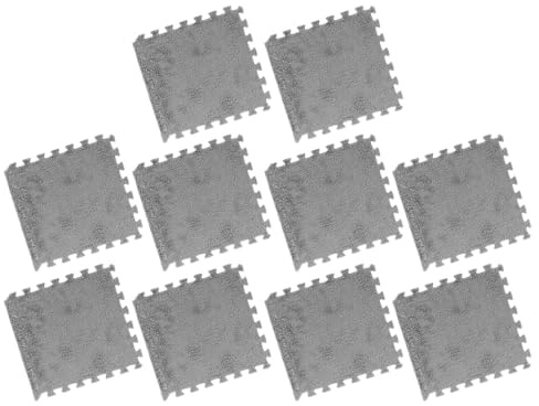 Bnineteenteam 10 Stück Plüsch-Puzzle-Schaumstoff-Bodenmatte, rutschfest, Zuschneidbar, Verdickte, Quadratische, Ineinandergreifende Teppichfliesen mit Rand für Schlafzimmer (Gray)