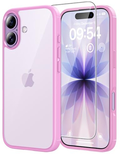TAURI für iPhone 17 Hülle 6,3 mit Panzer Schutz Glas Folie, Schutz nach Militärstandard, [Anti-Vergilbung] Stoßfest Militärstandard Transparent Handyhülle - Rosa