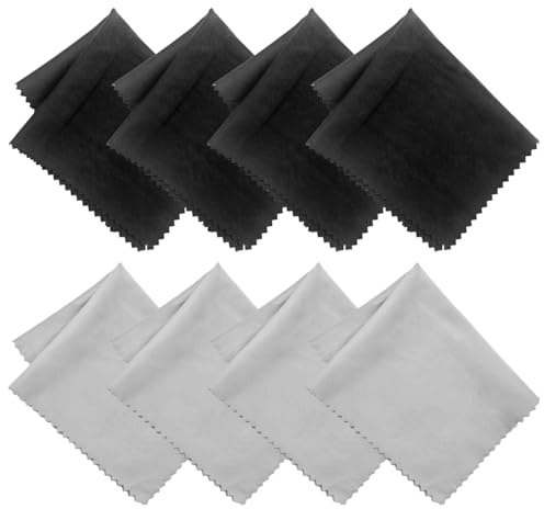 8er-Pack Brillenputztücher Mikrofaser Reinigungstuch für Brillen Mikrofasertücher für Kamera Objektiv Display, Brillentücher Microfaser 15x18cm, Schwarz/Grau