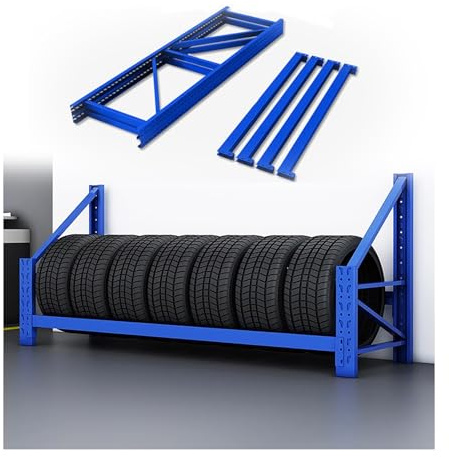 Robusto scaffale per pneumatici con 1/2 livelli, supporto per pneumatici regolabile in altezza, scaffale multifunzione con grande capacità (1 livello, 200 x 55 x 140 cm)