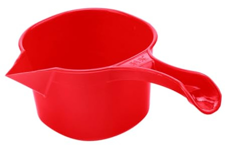 CLISPEED Ceramic Slurry Ladle with Thickened Plastic Handle Long Spout Water Scoop for Home Use Multipurpose for Bathing Watering Plants and Ceramic Mold Grouting Red