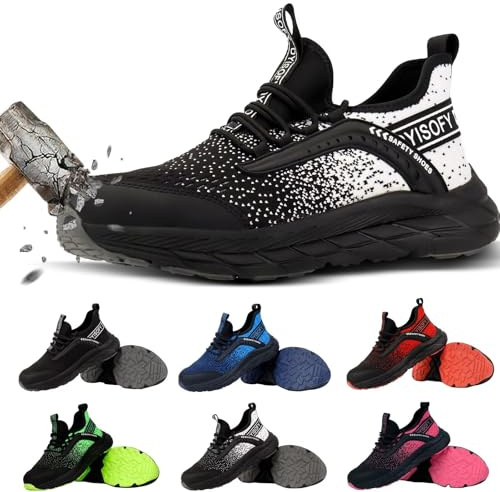 DYISOFY Zapatos Seguridad Hombre Mujer Ligeros Zapatillas Trabajo | Calzado de Seguridad Punta de Acero, Antideslizantes, Cómodos, Transpirables, Obra, Almacén, Taller, Industria y Uso Diario