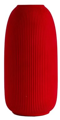 Vaso Decorativo Moderno da Interno in Ceramica – Collezione Design Elegante per Arredo Casa,Vasi Da Soggiorno, Tavolo o Salotto Soprammobile Di Design - Anfora Rigata - Rosso effetto Velluto