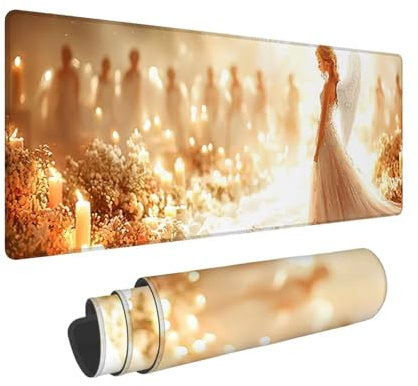 Tapis de Souris de Jeu, 1400 x 600 mm XXL Tapis Souris Gaming Grand, Antidérapant Étanche, Extended Long Clavier Mouse Pad, Accessoire Bureau, pour Gamer, Ordinateur, PC, Cadeaux (Femme Ange) X-768