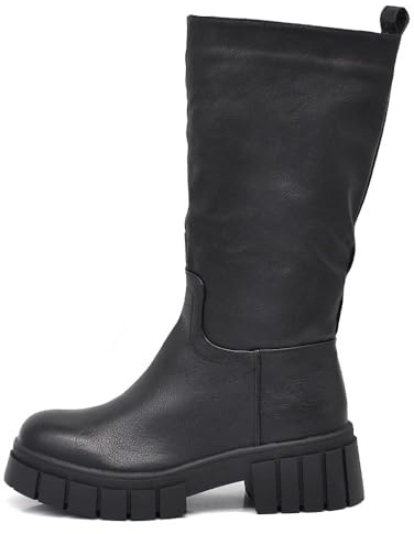 IF Fashion Stivali Biker Motociclista Da Donna Doppia Cerniera Zip Platform Carrarmato 6630